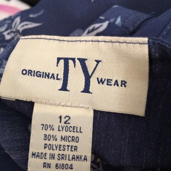 Original TY Dress Maxi Size 12 Floral Spring wear Blue Side Button Side Slits - Picture 8 of 12